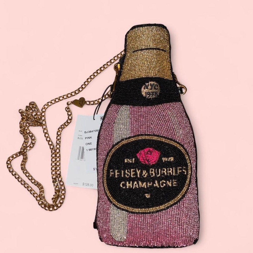 Betsey Johnson Champagne Bottle Beaded Crossbody Bag / Shoulder Bag NWT